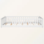 Lit plateforme simple avec barrière, gris / naturel / blanc / expresso