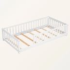 Lit plateforme simple avec barrière, gris / naturel / blanc / expresso