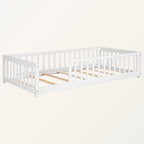 Lit plateforme simple avec barrière, gris / naturel / blanc / expresso