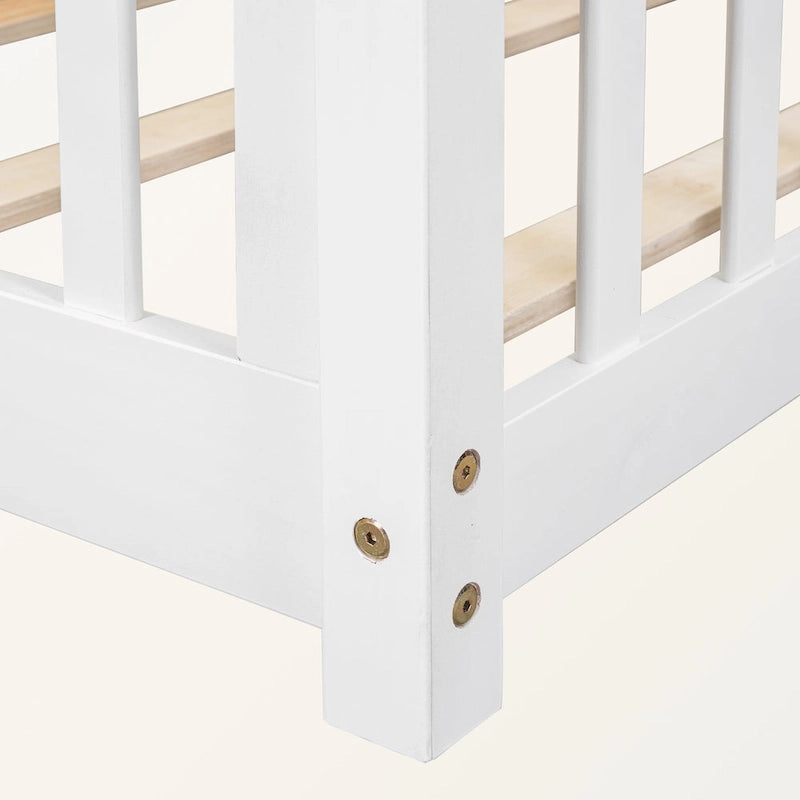 Lit plateforme simple avec barrière, gris / naturel / blanc / expresso