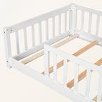 Lit plateforme simple avec barrière, gris / naturel / blanc / expresso