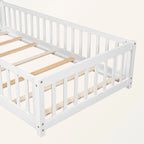 Lit plateforme simple avec barrière, gris / naturel / blanc / expresso
