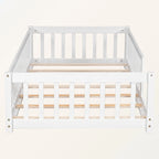 Lit plateforme simple avec barrière, gris / naturel / blanc / expresso