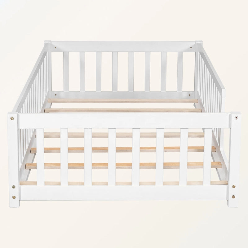 Lit plateforme simple avec barrière, gris / naturel / blanc / expresso