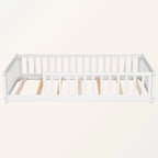 Lit plateforme simple avec barrière, gris / naturel / blanc / expresso