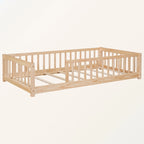 Lit plateforme simple avec barrière, gris / naturel / blanc / expresso