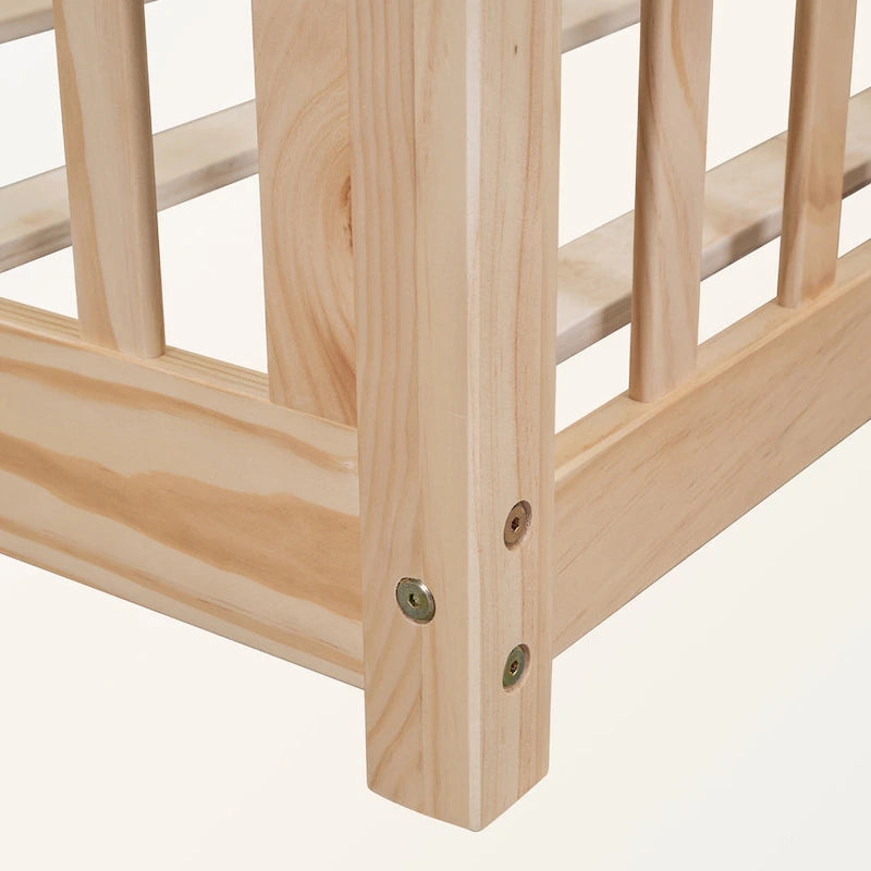 Lit plateforme simple avec barrière, gris / naturel / blanc / expresso