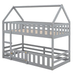 Lit superposé cabane jumeau sur jumeau, 2 places, blanc et gris