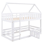 Lit superposé cabane jumeau sur jumeau, 2 places, blanc et gris