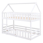 Lit superposé cabane jumeau sur jumeau, 2 places, blanc et gris