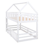 Lit superposé cabane jumeau sur jumeau, 2 places, blanc et gris