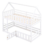 Lit superposé cabane jumeau sur jumeau, 2 places, blanc et gris