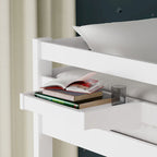 Lit superposé simple en bois massif blanc / gris / expresso avec table de nuit suspendue, 2 couchages