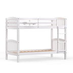 Lit superposé simple en bois massif blanc / gris / expresso avec table de nuit suspendue, 2 couchages