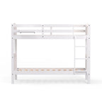 Lit superposé simple en bois massif blanc / gris / expresso avec table de nuit suspendue, 2 couchages