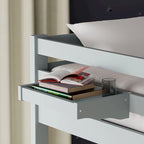 Lit superposé simple en bois massif blanc / gris / expresso avec table de nuit suspendue, 2 couchages