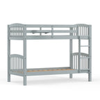 Lit superposé simple en bois massif blanc / gris / expresso avec table de nuit suspendue, 2 couchages