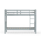 Lit superposé simple en bois massif blanc / gris / expresso avec table de nuit suspendue, 2 couchages