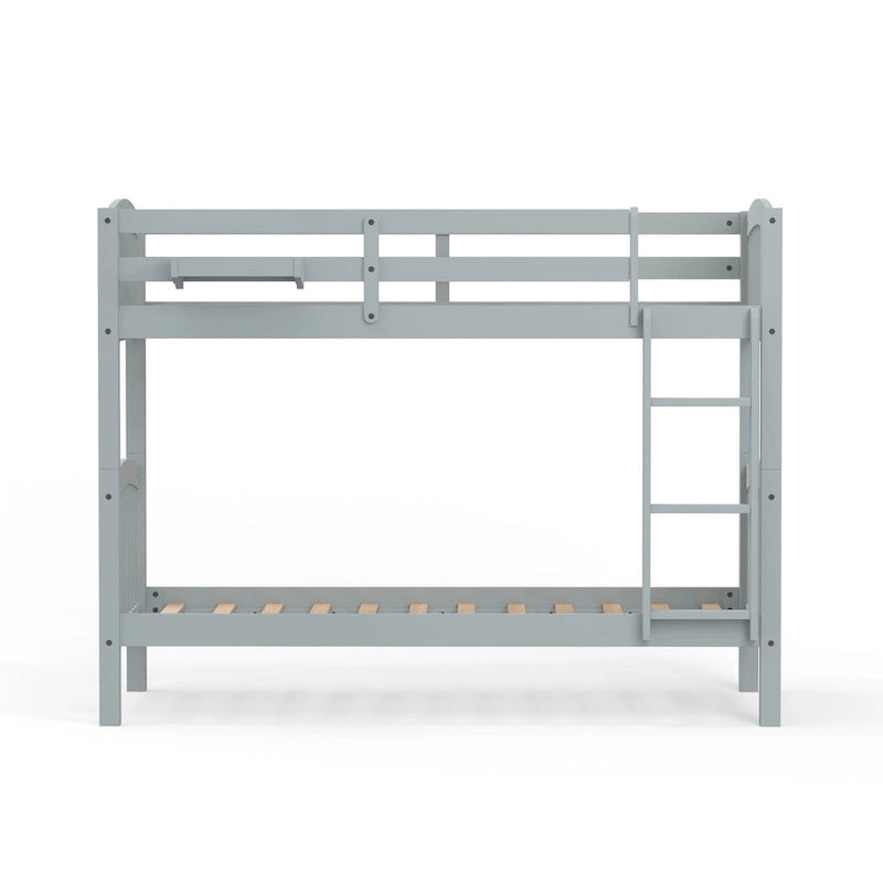 Lit superposé simple en bois massif blanc / gris / expresso avec table de nuit suspendue, 2 couchages