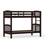 Lit superposé simple en bois massif blanc / gris / expresso avec table de nuit suspendue, 2 couchages