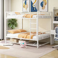 Lit superposé en métal blanc, taille double, avec étagère et barrières de sécurité, 2 couchages