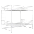 Lit superposé en métal blanc, taille double, avec étagère et barrières de sécurité, 2 couchages