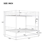 Lit superposé en métal blanc, taille double, avec étagère et barrières de sécurité, 2 couchages