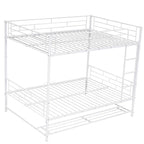 Lit superposé en métal blanc, taille double, avec étagère et barrières de sécurité, 2 couchages