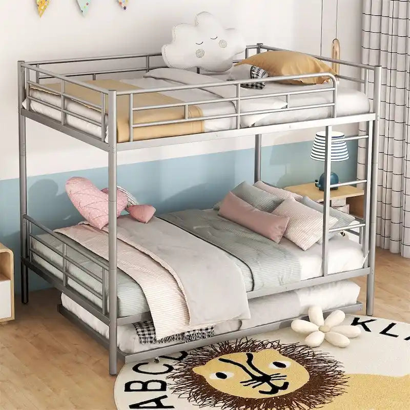 Full Over Full Metal Bunk Bed with Trundle