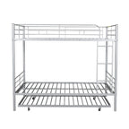 Lit superposé en métal une place et demie argent/noir/blanc avec lit gigogne, pour 2 à 3 personnes