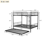 Lit superposé en métal une place et demie argent/noir/blanc avec lit gigogne, pour 2 à 3 personnes