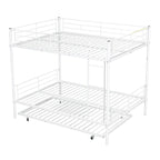 Lit superposé en métal une place et demie argent/noir/blanc avec lit gigogne, pour 2 à 3 personnes