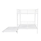 Lit superposé en métal une place et demie argent/noir/blanc avec lit gigogne, pour 2 à 3 personnes
