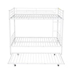 Lit superposé en métal une place et demie argent/noir/blanc avec lit gigogne, pour 2 à 3 personnes