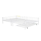 Lit superposé en métal une place et demie argent/noir/blanc avec lit gigogne, pour 2 à 3 personnes