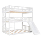 Lit superposé triple blanc avec toboggan, 3 couchages