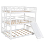 Lit superposé triple blanc avec toboggan, 3 couchages