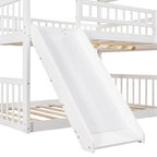 Lit superposé triple blanc avec toboggan, 3 couchages