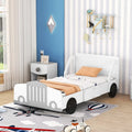 Lit plateforme double en forme de voiture, blanc/gris/bleu, assemblage par 2 personnes