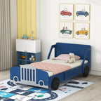 Twin Car-Shaped Platform Bed with Wheels