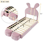 Lit de repos jumeau en velours beige/rose avec lumière LED et 2 tabourets de rangement, 1 personne