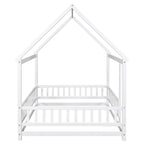 Lit cabane toit de la Maison Blanche avec barrière, pin massif, 1 personne