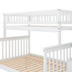 Lit superposé jumeau sur grand de couleur gris/blanc avec lit gigogne et escalier de rangement, pour 3 personnes