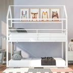Lit superposé en métal de style cabane Noir/Blanc avec échelle, double sur double, pour 2 personnes
