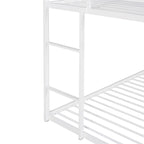 Lit superposé en métal de style cabane Noir/Blanc avec échelle, double sur double, pour 2 personnes