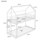 Lit superposé en métal de style cabane Noir/Blanc avec échelle, double sur double, pour 2 personnes