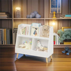 Étagère à livres blanche pour enfants avec organiseur de jouets, étagère de rangement à 5 casiers pour 1 enfant