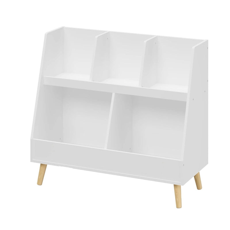 Étagère à livres blanche pour enfants avec organiseur de jouets, étagère de rangement à 5 casiers pour 1 enfant