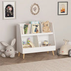 Étagère à livres blanche pour enfants avec organiseur de jouets, étagère de rangement à 5 casiers pour 1 enfant