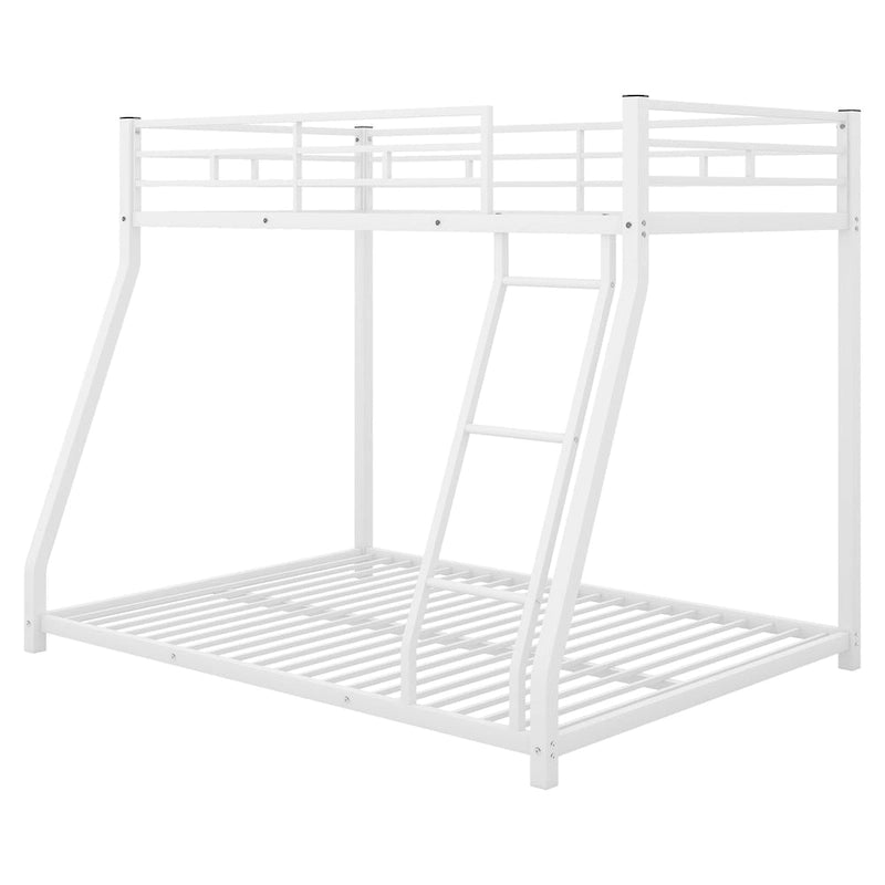 Lit superposé en métal noir/blanc, jumeau au-dessus du plein, 2 couchages